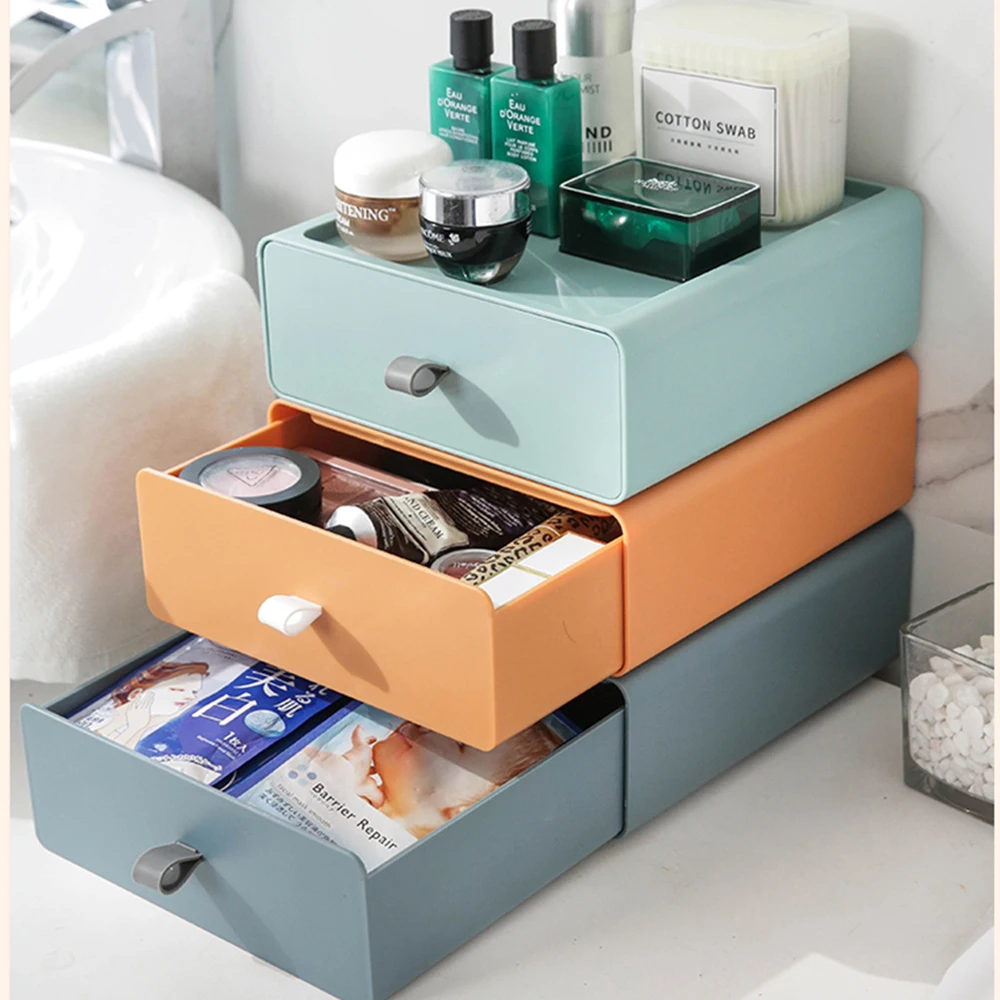 

Storage Drawers Multichamber Oblong Pure Color Scandinavian Style Detachaable Dustproof Plastics Space Saving Box