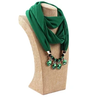 chiffon jewelry pendant scarf plain fashion hijab rhinestone necklace shawls gifts accessories