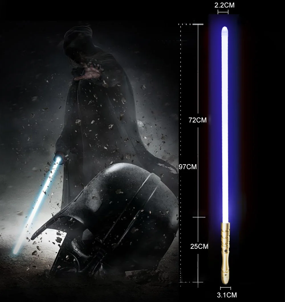 Golden HD blue Светильник saber со звуковым сигналом, светильник Jedi Sith Luke, подвесной светильник Saber Force, изменяющий цвет, с металлической ручкой - Цвет: Golden HD blue