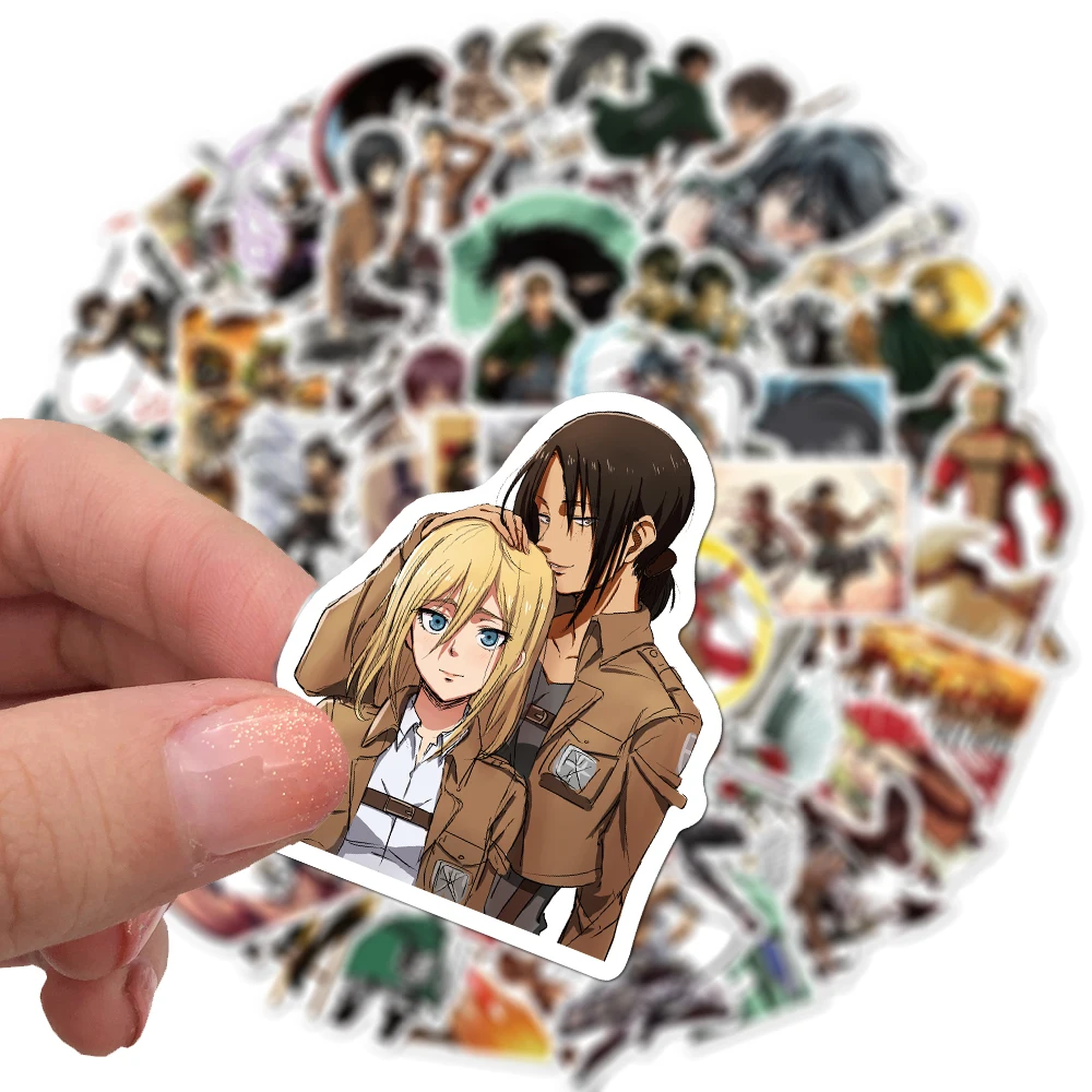 Juego de pegatinas de dibujos animados de Attack on Titan para ni&ntilde;os, calcoman&iacute;as de Anime para monopat&iacute;n, motocicleta, &aacute;lbum de recortes, port&aacute;til, Snowboard, equipaje, 10/50/100 unids/set-2