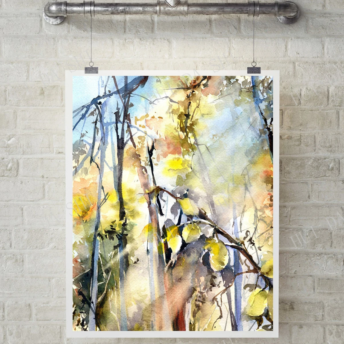 

Forest Art Print Set, Wall Gallery Set of Fine Art Prints, Light in a Forest Watercolor Painting, Nature Forest Wall Decor Set