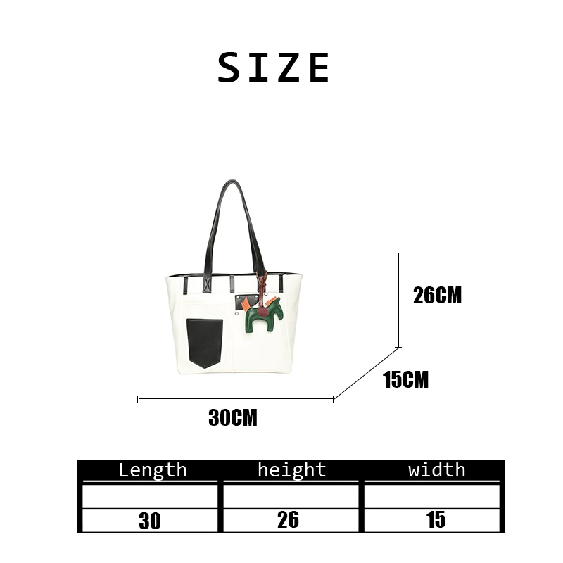 

Women Splicing Large Capacity Tote Bag 2020 Autumn Winter Fashion Casual Simple Design Luxury PU Leather Shoulder Bag
