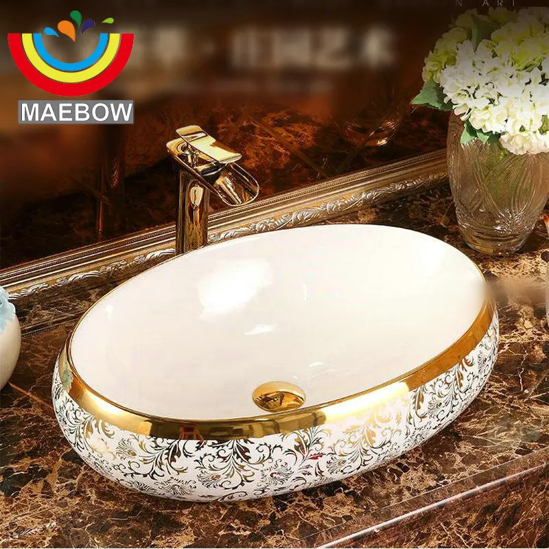 MAEBOW 2 размера модная овальная столешница керамическая раковина для ванной