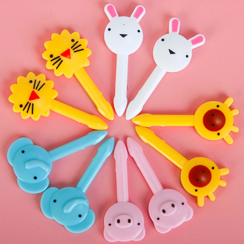 

1set Animal Farm Fruit Fork Mini Cartoon Children Snack Cake Dessert Pick Toothpick Bento Lunches Party Decoration