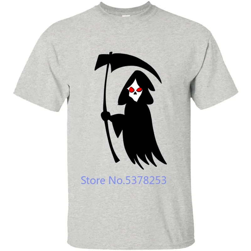 Забавный Грим жнец с красными глазами и косой Хэллоуин футболка для мужчин