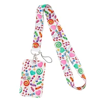 lx697 lollipop cartoon lanyard heart candy neck strap for keys usb id card badge holder keychain mobile phone rope kids gifts