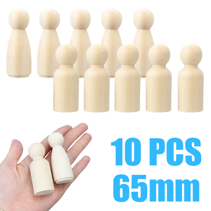10 шт. 65 мм деревянные колышки для кукол Неокрашенные Фигурки мальчиков и девочек