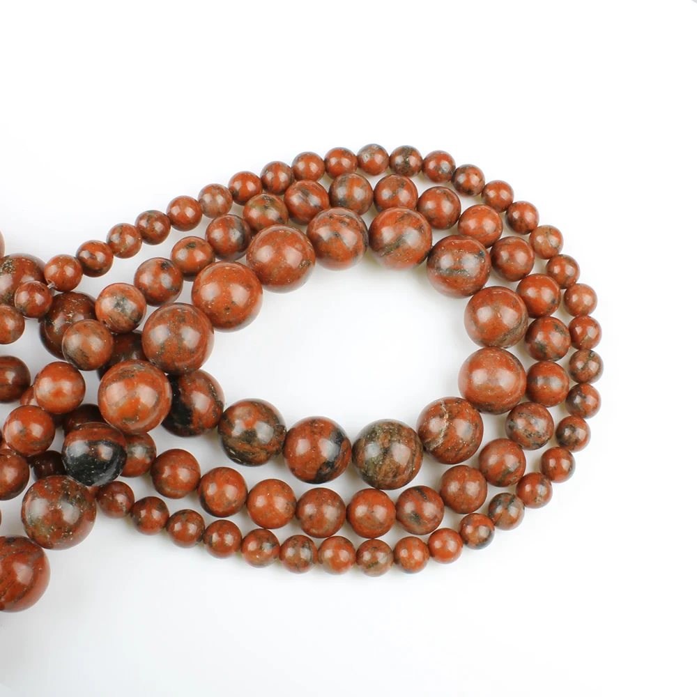 Круглые бусины из натурального камня Красного кунжута для мужчин и женщин