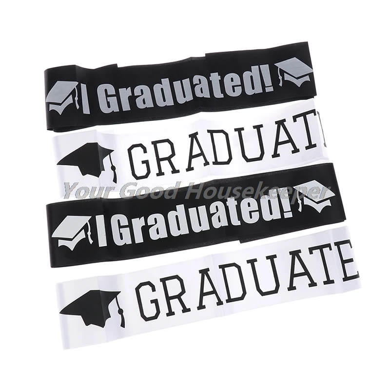 

2Pcs Graduated Satin Sash Graduate Gift Graduation Celebration Party Photo Props