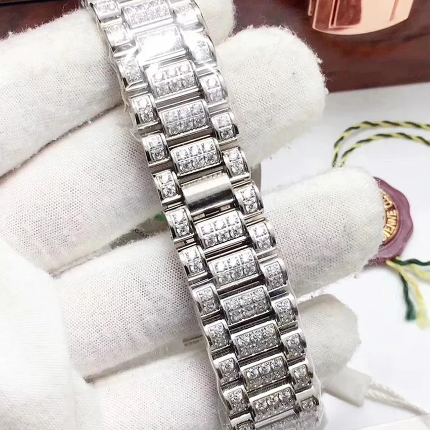 

2021 Iced out watch silver Date-just- Full Diamonds bezel sapphire glass automatic winding ETA Noob 3255movement 1:1 Rol-xe