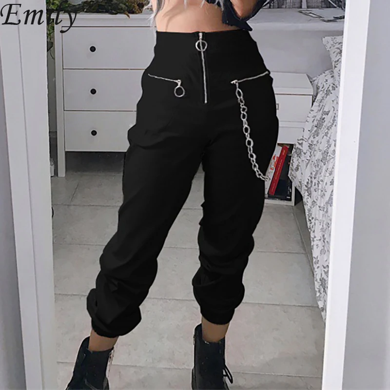 Женские широкие брюки с высокой талией готические свободные в стиле хип хоп