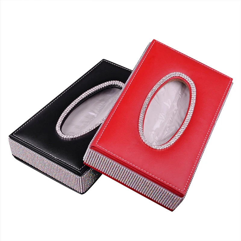

YOLU Bling Bling Car Tissue Box Premium Leather Decorative Crystal Tissue Holder Perfect for Car,Office,Home
