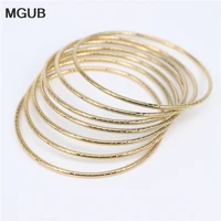2mm wide new fashion stainless steel bangle gold color charm bracelet for women gold wide cuff bangle 7pcsset lh818