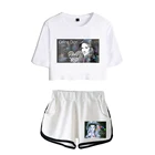 Новинка, модные летние комплекты для девушек Singer Celine Dion, Женский костюм с шортами и эластичным поясом, уличная одежда, комплект из двух предметов для женщин