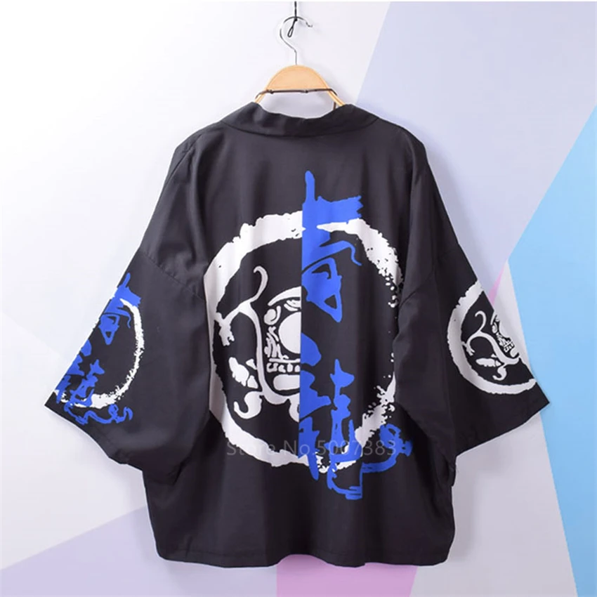 Кимоно в японском стиле Харадзюку винтажный кардиган с драконом уличная одежда