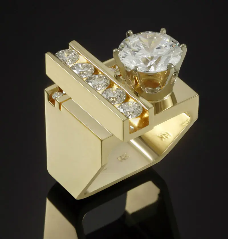 14K золото Круглый Алмаз ювелирные изделия кольцо для женщин роскошный белый