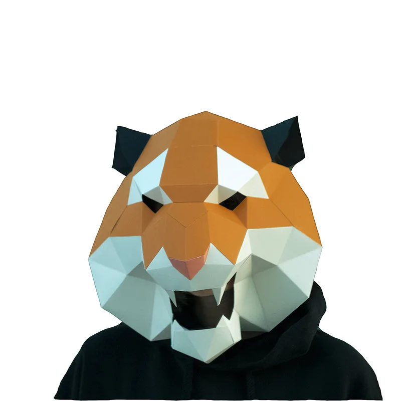 Тигр DIY Маскарад-вечеринка косплей рождественский костюм Взрослый Детский картон дышащий Хэллоуин Рикки смешные маски