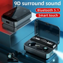 Bluetooth 5,1 наушники вкладыши TWS с LED Мощность Дисплей сенсорный Управление гарнитура 9D объемный звук наушники С микрофоном для смартфонов