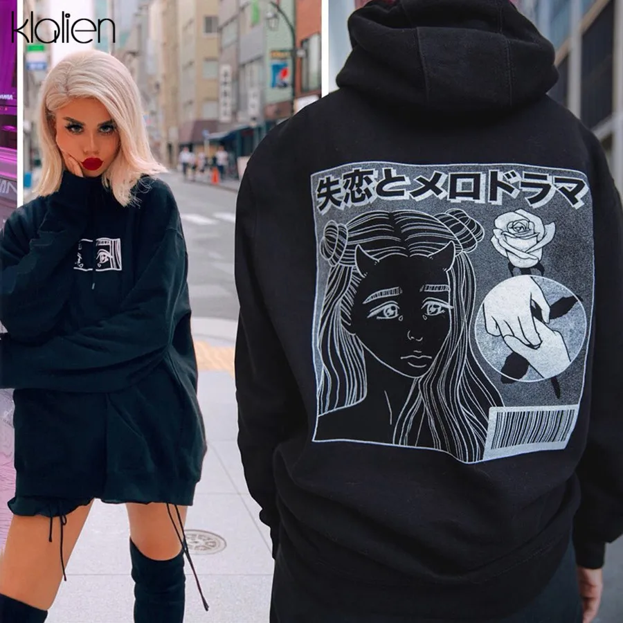 KLALIEN женские хлопковые толстовки с крутым принтом осенняя мода 2020 горячая
