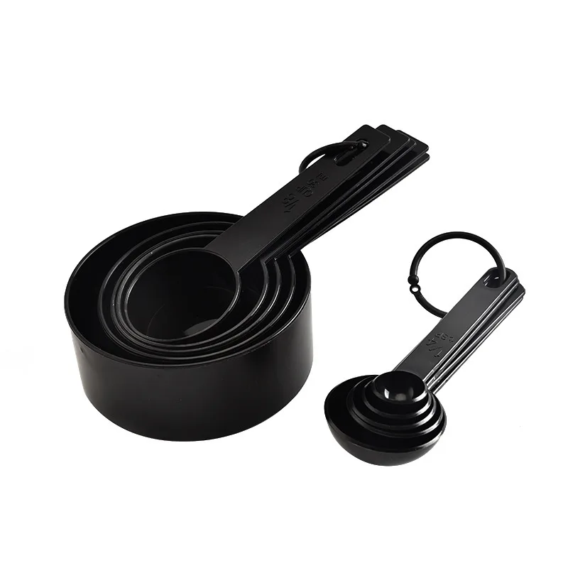 Набор из 10 мерных стаканчиков для выпечки ложек черные пластиковые половники