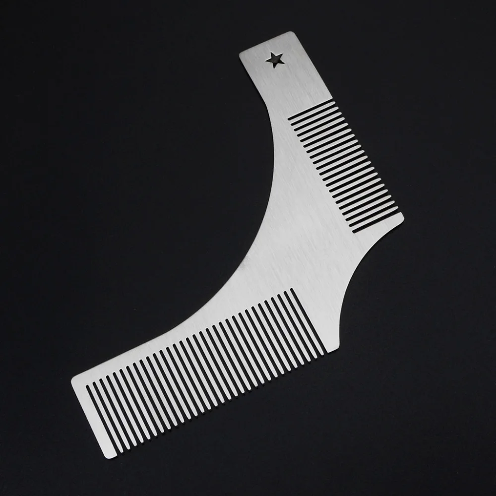 

Stainless Steel Beard Styling Shaping Template Comb Tool Men Shaving Brush Two Sized Teeth Comb Design