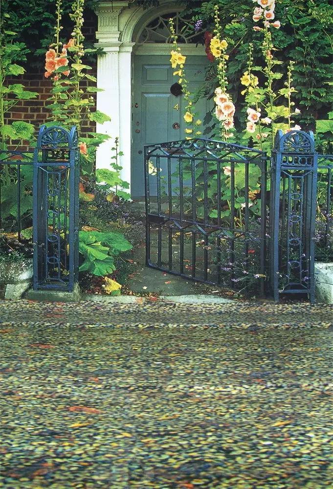 Laeacco Весенний сад Арка ворота деревья трава Живописный пейзаж фотографии фоны