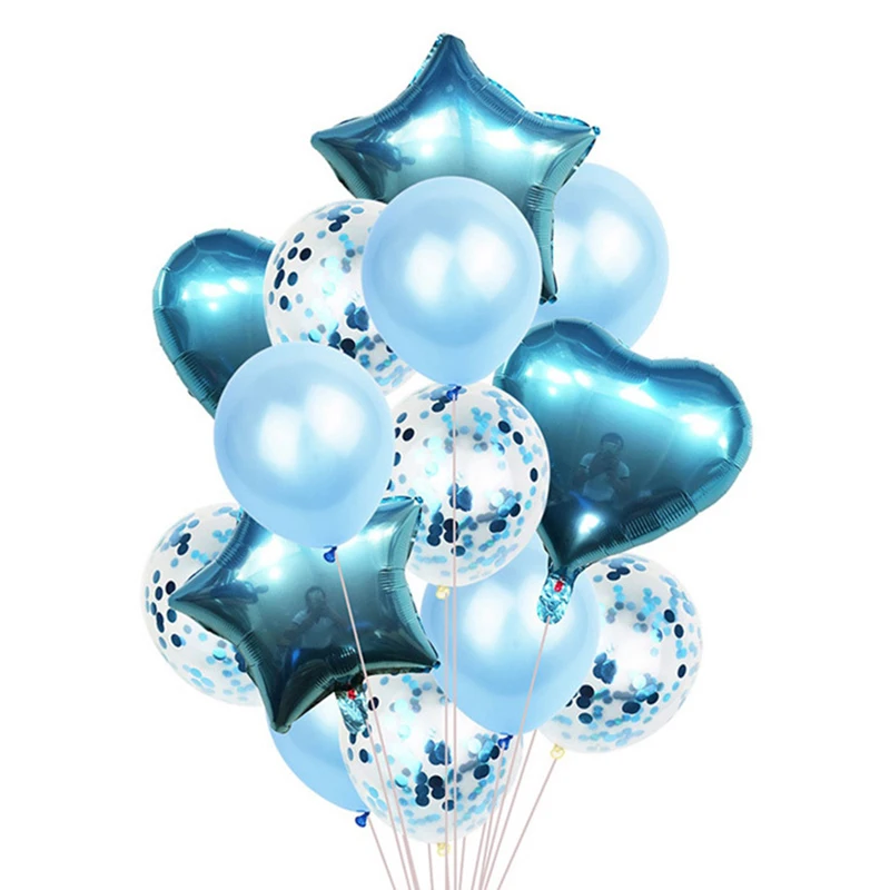 14 шт. Латексных шаров с конфетти, 18 дюймов сердце звезда, фольгированные шары для свадебного праздника, украшения для вечеринки для детей, мальчиков, девочек и бэби-душа.