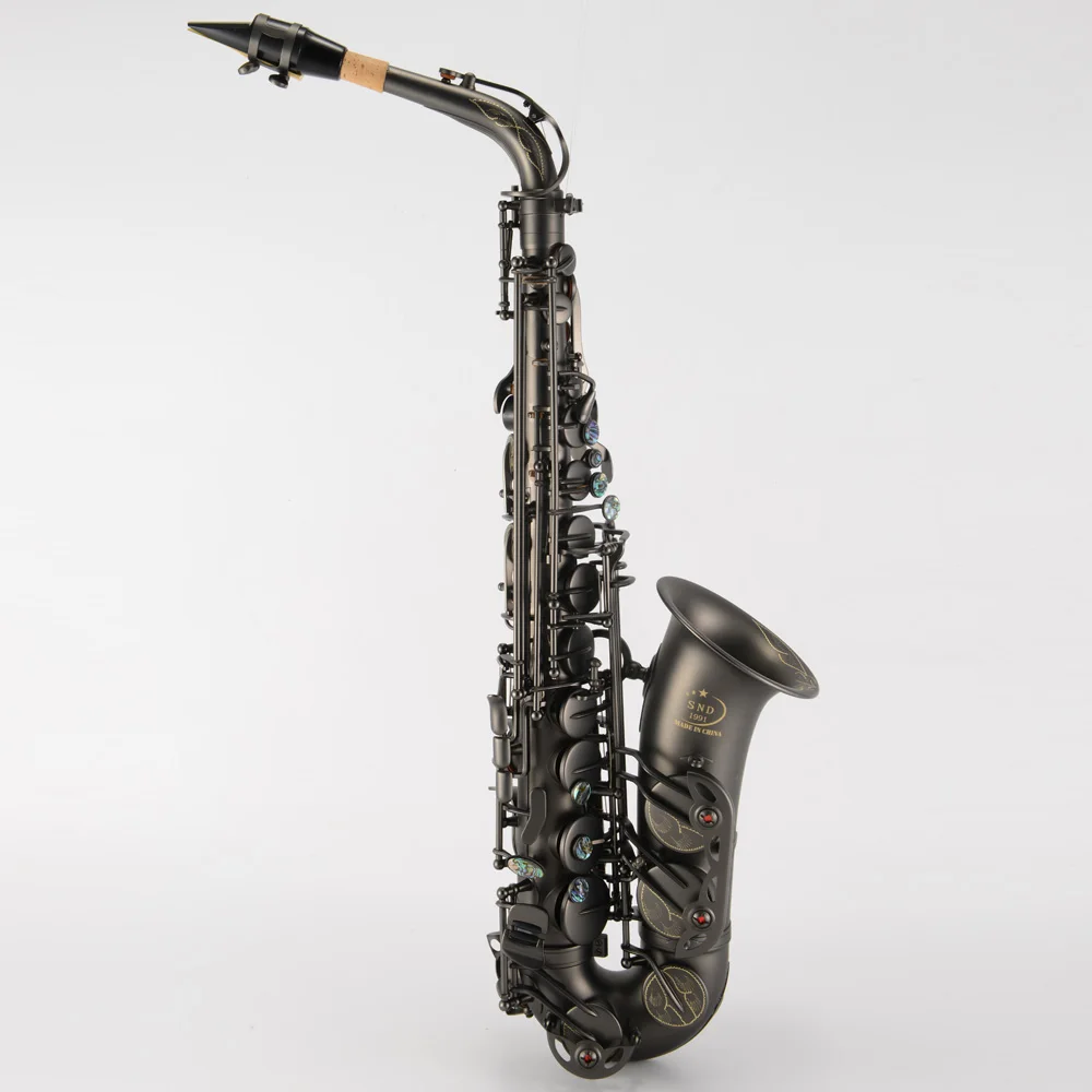 Альт саксофон Snd1991 EB латунный матовый черный E плоский Sax 802 клавиш древесный