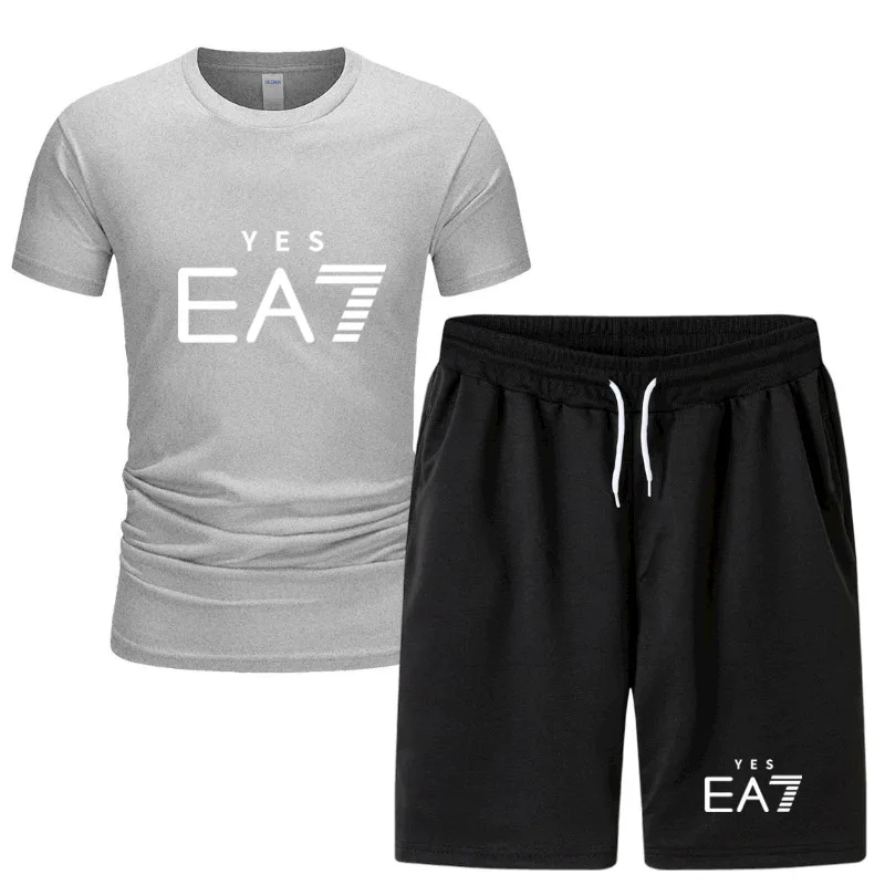 

Plus Size Fashion T-shirt Pants Men's Sportswear Summer Men's Suit Clothes Short-sleeved T-shirt Casual pants 2021 Brand Sets