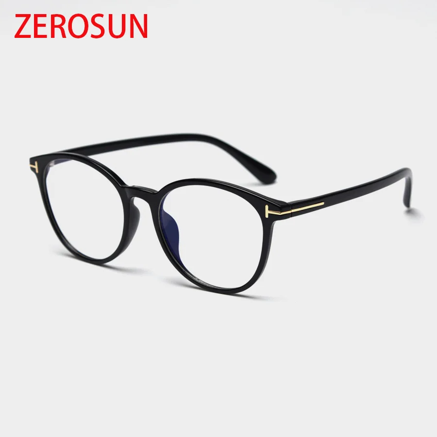 Zerosun круглые очки для мужчин TR90 T фирменный дизайн анти синий светильник