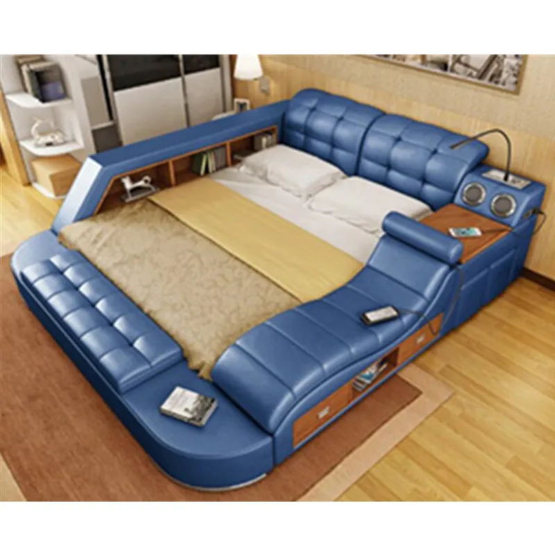 Новейший дизайн мебель для спальни кожаная кровать Массажная кровать|Кровати| |
