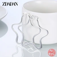 zdadan 925 sterling silver charm star hoop earring for women geometric oval earrings fashion engagement party jewelry gift