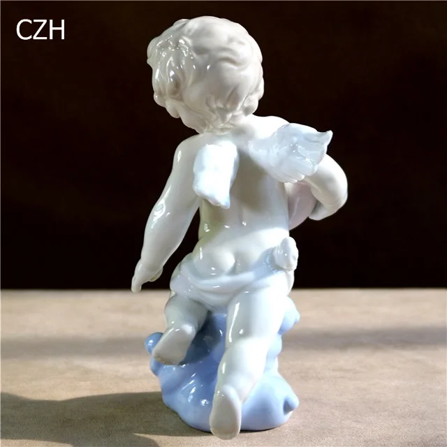 6,5 ''фарфоровая статуэтка Купидона любовь, керамическая фигурка Ангела в виде сердца, миниатюрное настольное украшение, украшение ремесленника, подарок, интерьер