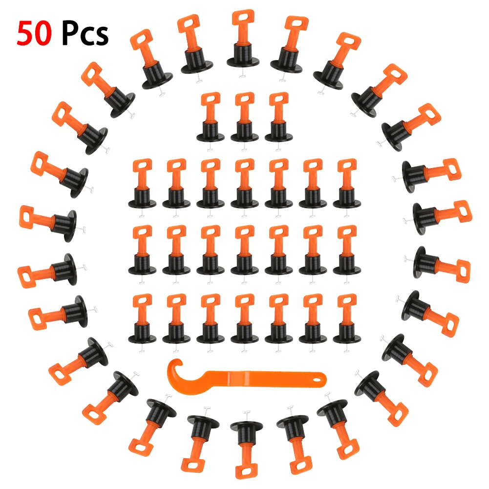 

50Pcs/Set Alignment Tile Leveling Wedges Tile Spacers System Flat Ceramic Leveler for Floor Wall Construction Tools Locator