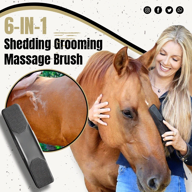 

6-in-1 Shedding Grooming Massage Brush Horse Hairs Combs Pet Horse Grooming Bathing Cleaning Supplies