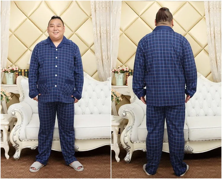 Мужской осенне-зимний хлопок 5XL XL пижамный комплект большие мягкие пижамы