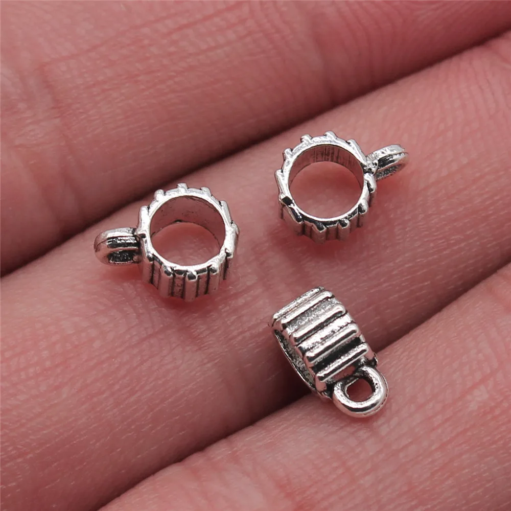 

Wholesale Jewelry Lots Antique Silver Color 9x5mm Bail Beads For Jewelry Making Charms Gift For Boyfriend 20 Pieces