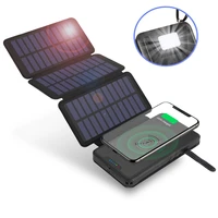 20000mah solar power bank qi wireless charger powerbank with solar panel charger for iphone 12 pro samsung s20 xiaomi poverbank