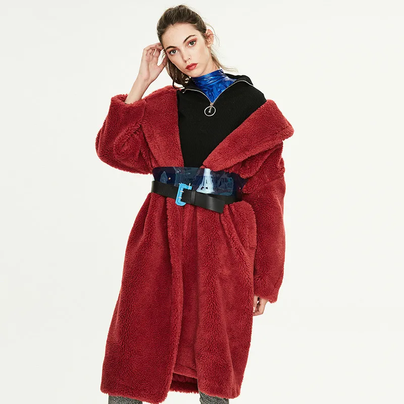 

Winter European and American Women's New Artificial Leather Fur Coat X-Long Particle Sheepskin Fur Warm Profile Coat Long
