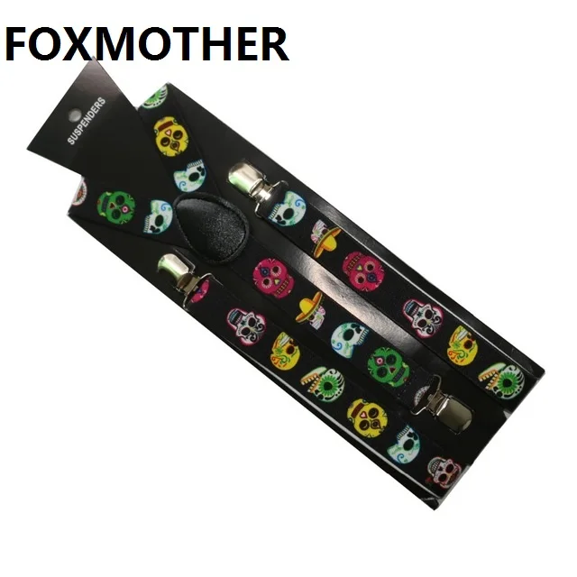 FOXMOTHER Эластичные подтяжки для Для женщин мужские в стиле «хип-хоп» с изображением черепа кости подтяжки с принтом