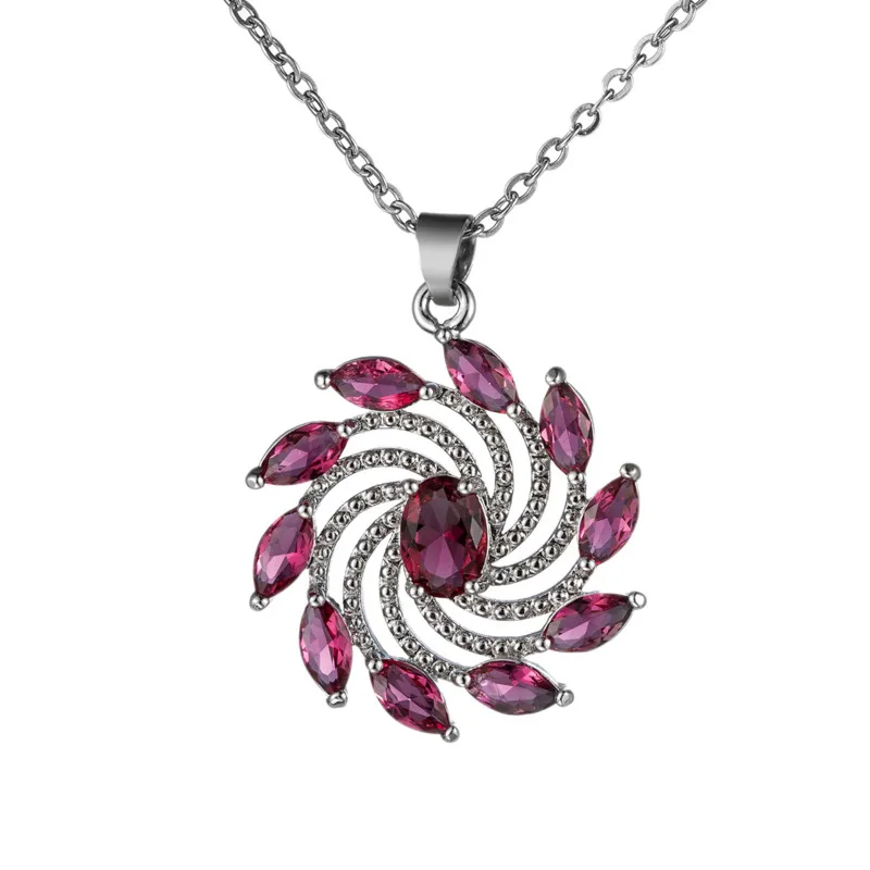 

Aneis Bagues New Trendy Real 925 Sterling Silver Green Red Gemstone Pendant Necklaces Women Fashion Sterling Silver Jewelry