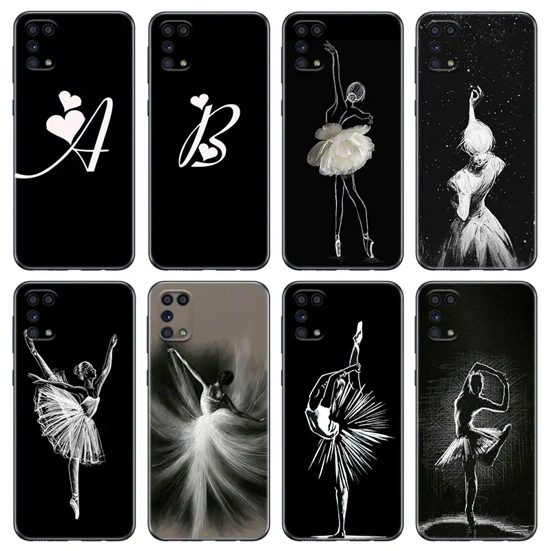 

Чехол с изображением девушки балерины для Samsung Galaxy M12 M32 M21 M51 M52 M11 M30S M31S Note 10 Lite 20 Ultra J2 J6 J8 2018 J4 Plus, черный чехол