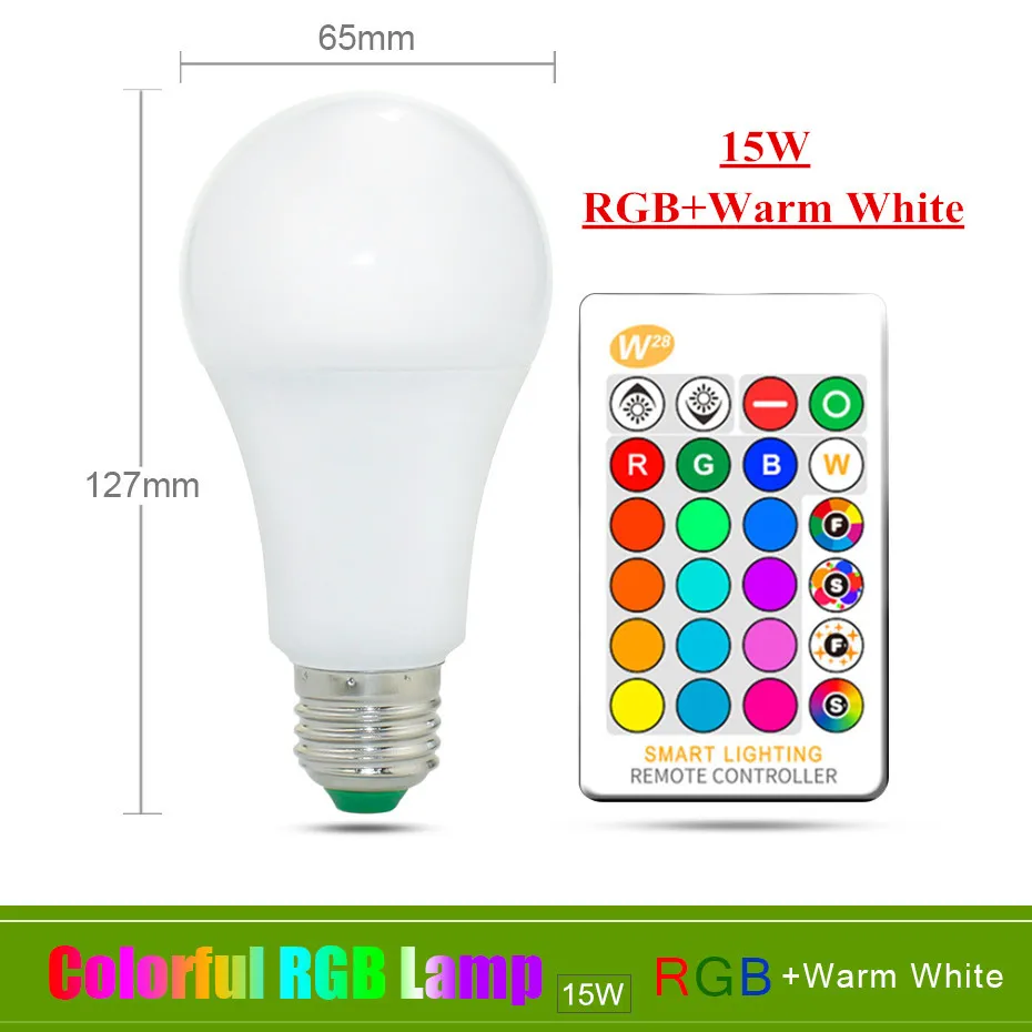 E27 E14 RGB Светодиодная лампа 3W 5 Вт 10 Вт 15 Вт с регулируемой яркостью 16 цветов, волшебная лампа Gu10 AC 220 В 110 В, RGB белый ИК-пульт дистанционного управления, ночной Светильник C3