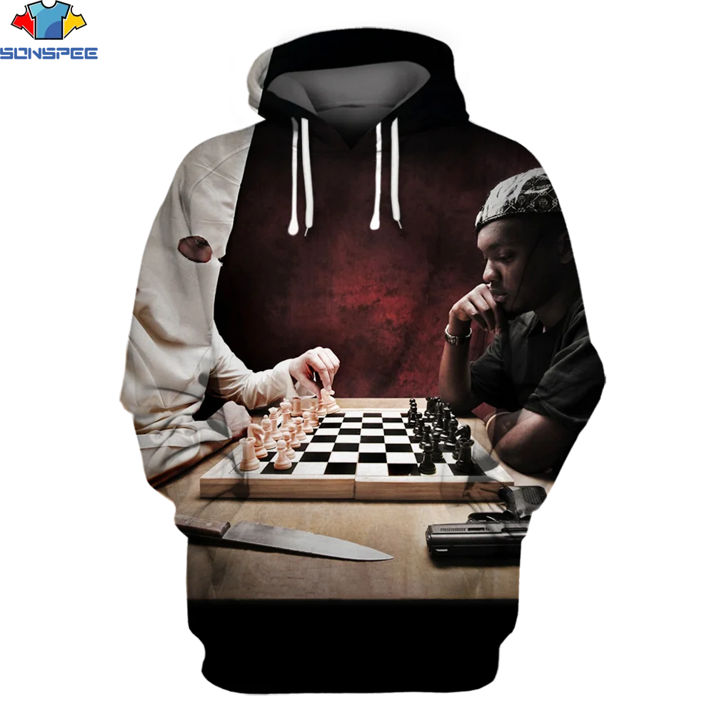 

SONSPEE 3D Print International Chess Gamble Hoodie Autumn Winter Cool Trendy Sweatshirt Men Women Fashion Hoodie Pullover Male