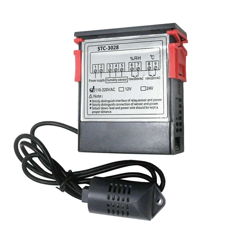 

STC-3028 Digital Thermostat Hygrostat Temperature Humidity Controller Regulator Heating Cooling Control