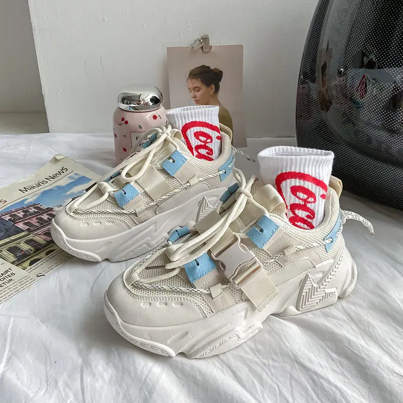 

European Station Show Feet Small Street Sports Casual Dad Shoes Women's 2020 New Autumn Versatile Breathable Mesh Red Super Fire