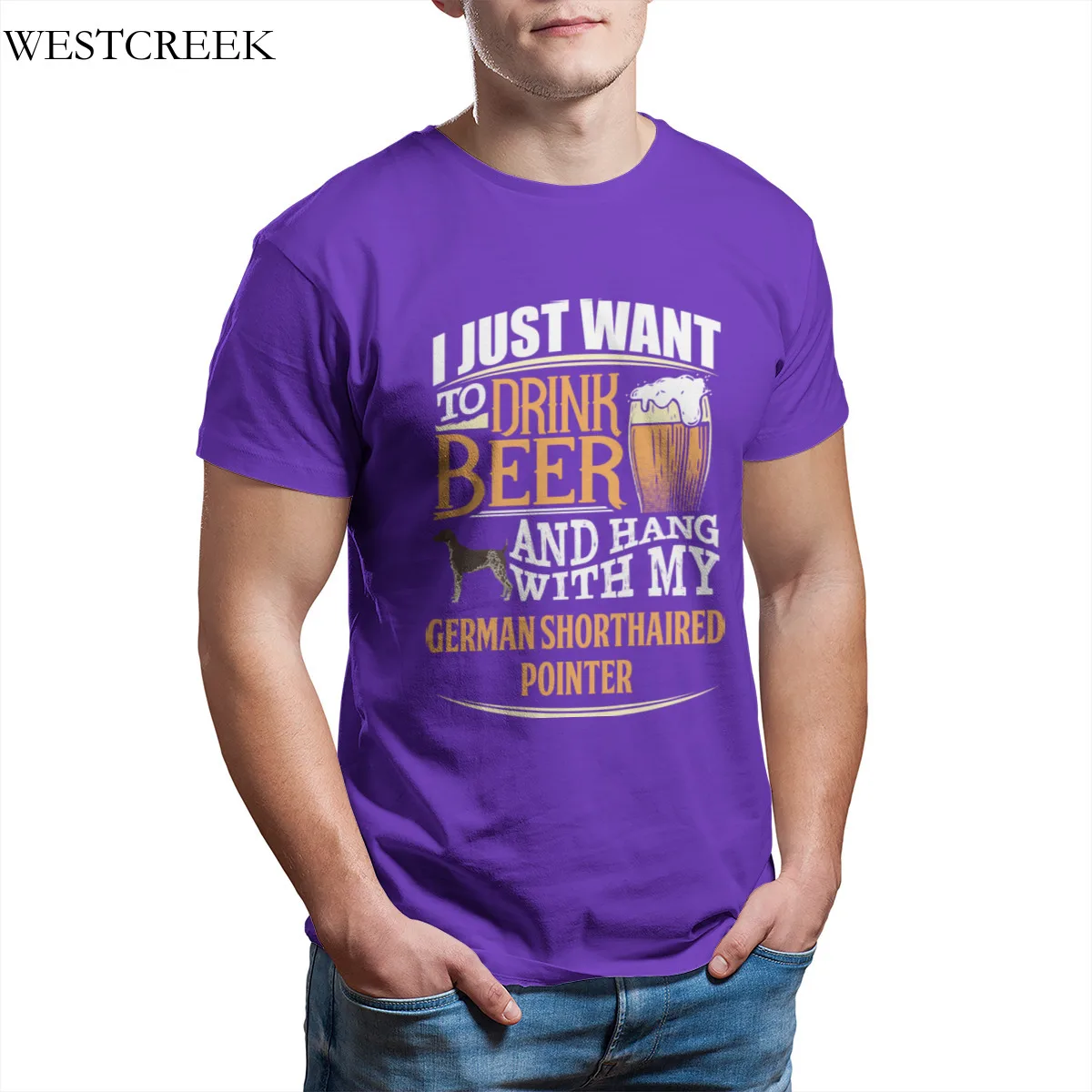 

Wholesale Men's T-Shirt I Just Want To Drink Beer And Hang With Essentials Round Collar Top quality Tshirts 34775