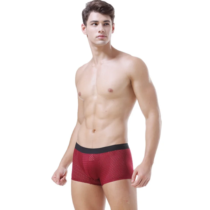 Трусы-боксеры мужские сетчатые дышащие ультратонкие бесшовные шорты из ледяного