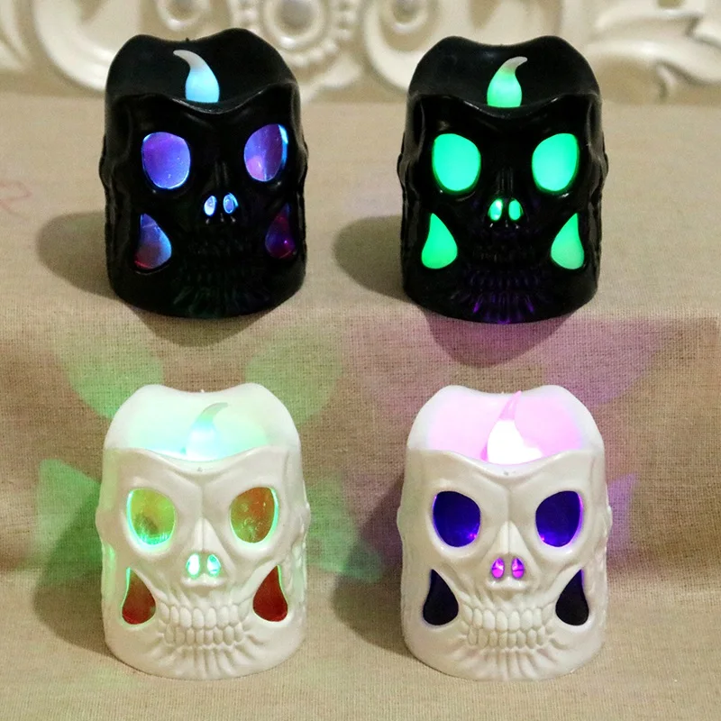

12 Pieces Halloween LED Luminous Candles Horror Skeleton Shape Halloween Party Decoration Desktop Ornament Gift