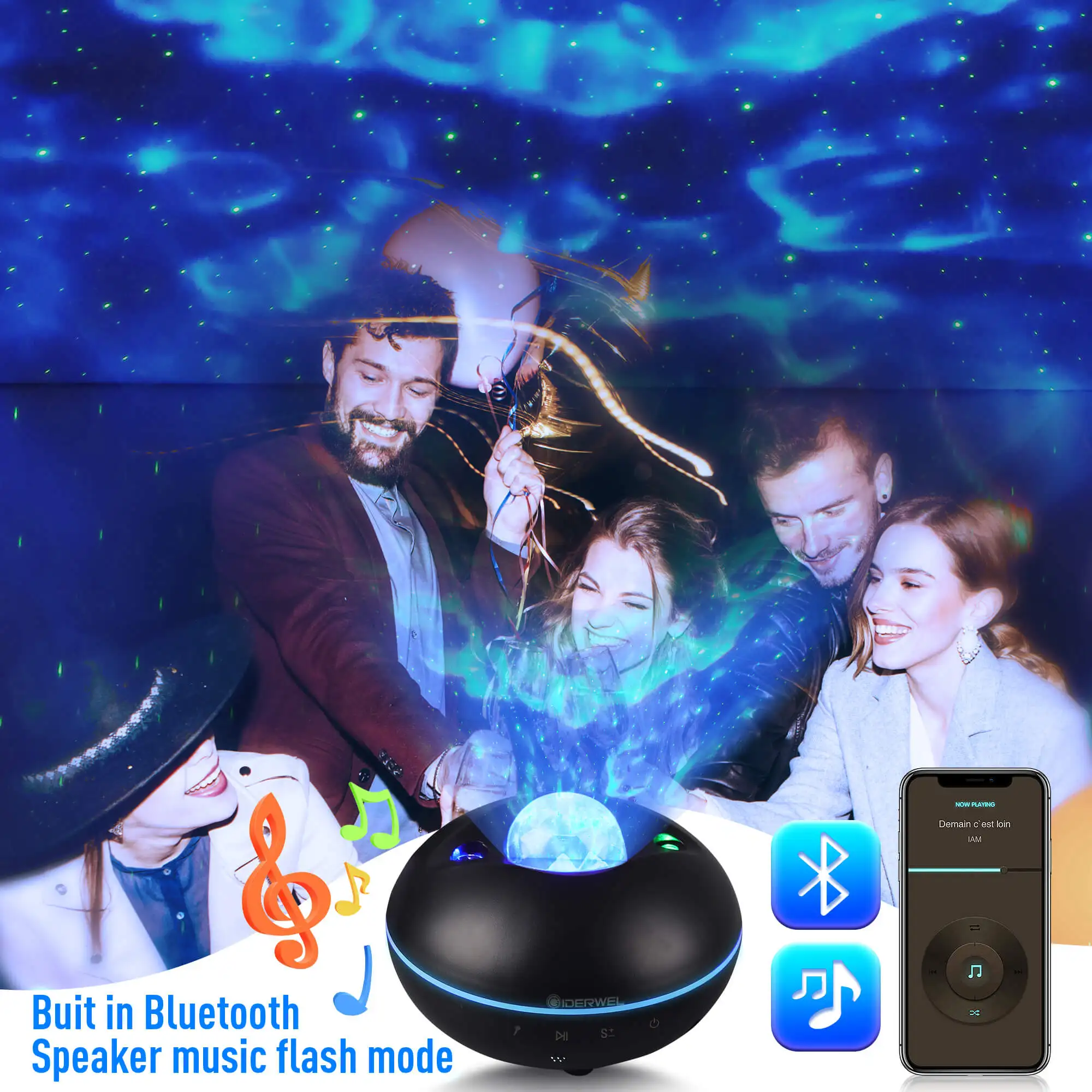 Умный Галактический проектор с Bluetooth музыкальный динамик настройка времени
